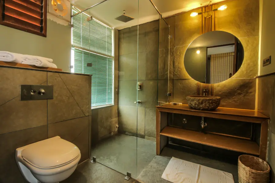 Rustic-luxe room interior at a luxury stay near Tadoba