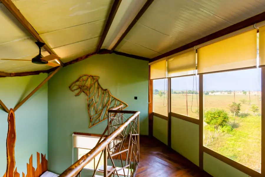 Rustic-luxe room interior at a luxury stay near Tadoba