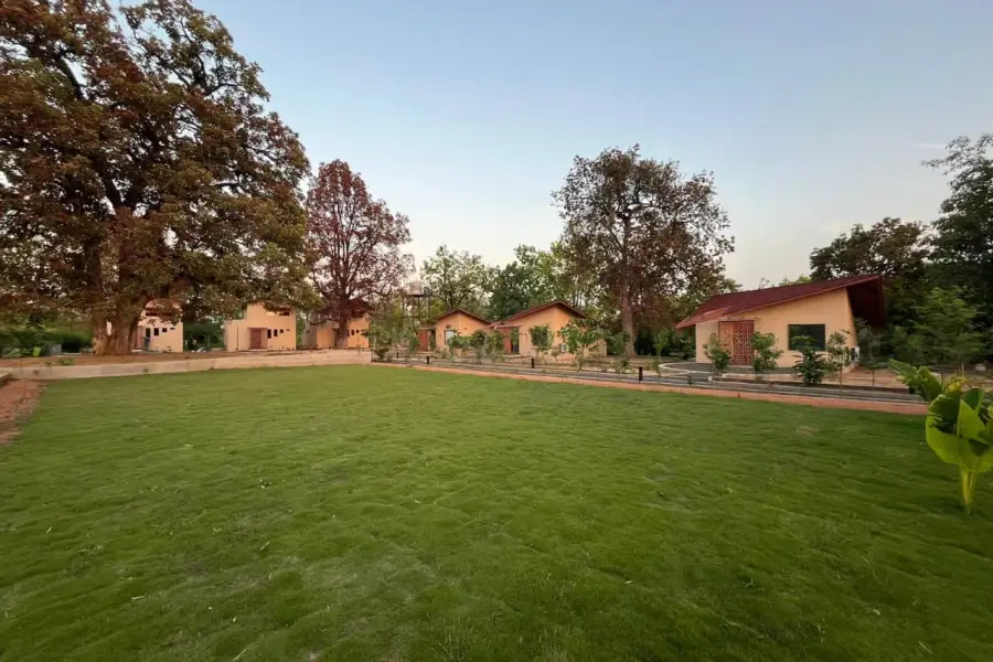 Pool, lawns and dining at a semi-luxury resort near Pench (photo 1)