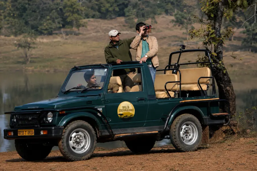 Guests on an open-jeep safari